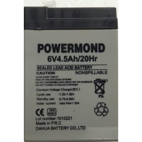 Powermond Μπαταρία Μολύβδου 6V 4.5Ah 70x47x101mm Ακροδέκτες F1 4.8mm 101-029