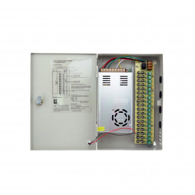 Τροφοδοτικό Switching 12VDC 40A για Συστήματα Ασφαλείας με 18 Εξόδους 310x212x62mm Anga CP1209-40A-18