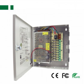 Τροφοδοτικό Switching 12VDC 15A για Συστήματα Ασφαλείας με 9 Εξόδους 233x206x52mm Anga CP1209-15A-9