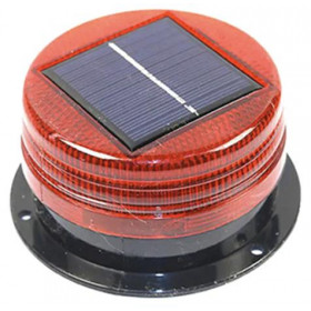 Ηλιακός Φάρος LED Κόκκινος Strobe Εφέ με Διακόπτη Φ95x65mm HTL-9565R-F
