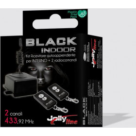 JollyLine Black Indoor KIT Τηλεχειρισμού Εσωτερικού Χώρου 12/24V 433MHz με 2 Εντολές Σταθερού Κωδικού & 2 Τηλεχειριστήρια