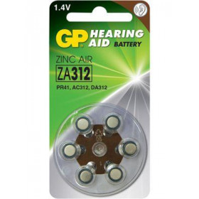 GP ΖΑ312 Μπαταρίες Ακουστικών Βαρηκοΐας 6τμχ GPZA312-D6