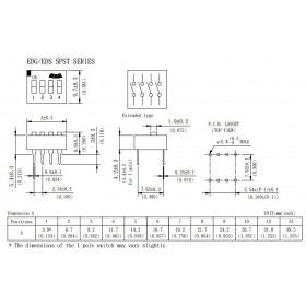 Dip Switch 8 Επαφών OFF-ON, 21.7x9.7mm, Βήμα 2.54mm για PCB ECE EDG108