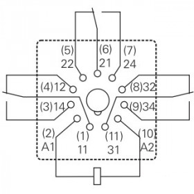 Ρελέ Ηλεκτρομαγνητικό 48VDC 10A 3 Επαφών Ν.C+Ν.O 11 Pin Λυχνίας Schrack MT321048