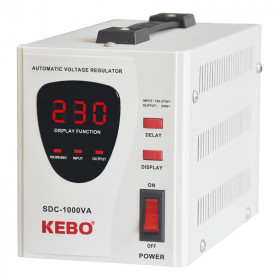 Kebo SDC-1000VA Σταθεροποιητής Τάσης Servo Motor 1000VA / 600W με 1 Πρίζα Σούκο, Ψηφιακές Ενδείξεις