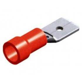 Ακροδέκτης Faston Ίσιος Αρσενικός 6.4mm για Καλώδιο έως 1.5mm² με Κόκκινη Μόνωση Ορείχαλκος M1-6.4V/8