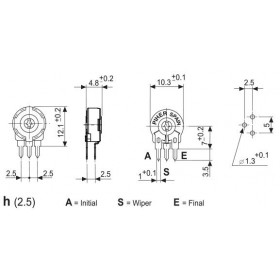 Ποτενσιόμετρο Trimmer Μονόστροφο Κάθετο 2.2MΩ 10x10mm