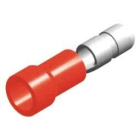 Ακροδέκτης Στρογγυλός Αρσενικός Φ4mm για Καλώδιο έως 1.5mm² με Κόκκινη Μόνωση Ορείχαλκος BD1-4V