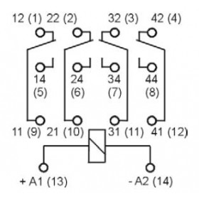 Ρελέ Ηλεκτρομαγνητικό 48VAC 5A 4 Επαφών N.C+N.O 11 Pin για PCB Λυχνίας Relpol R42014275048