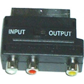 Adaptor Scart Αρσενικό σε 3x RCA Θηλυκά με Διακόπτη In/Out Πλαστικό Μαύρο Tele CR-316