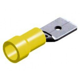 Ακροδέκτης Faston Ίσιος Αρσενικός 6.6mm για Καλώδιο έως 5mm² με Κίτρινη Μόνωση Ορείχαλκος F5-6.4V/8