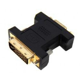 Adaptor DVI-I Dual Link 24+5 Pin Αρσενικό σε VGA Θηλυκό με Επίχρυσα Βύσματα Μαύρο