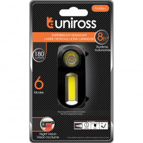 Επαναφορτιζόμενος Φακός Κεφαλής LED 180lm Δέσμη 35m IP44 με Micro USB & 6 Λειτουργίες Φωτισμού Uniross ULSH04