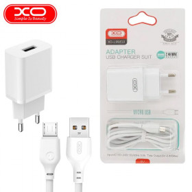 XO Σετ Φορτιστής Πρίζας USB-A με Καλώδιο Micro USB 1m 12W Λευκό XO-L99(EU)