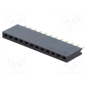 Βέργα Ακίδων (Pin Header) Θηλυκή 12 Pin (1x12) Ίσια για PCB με Βήμα 2.54mm Connfly DS1023-1*12S21