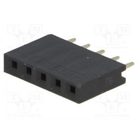 Βέργα Ακίδων (Pin Header) Θηλυκή 5 Pin (1x5) Ίσια για PCB με Βήμα 2.54mm Connfly DS1023-1*5S21
