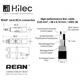 Καλώδιο 3.5mm Stereo Αρσενικό σε 2x RCA Αρσενικά 1.5m Μαύρο Hilec CLPROmJs2RCA/1.5