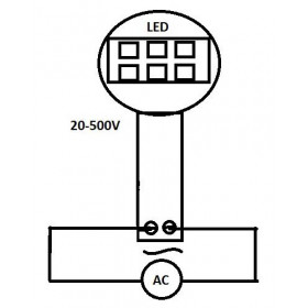 Ψηφιακό Βολτόμετρο Πίνακα LED 3 Ψηφίων 20÷500VAC Ø30x50mm, Φ22mm Πράσινο AD101-22VM GREEN