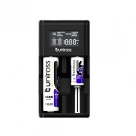 Uniross Φορτιστής USB 2 Μπαταριών Li-Ion/LiFePO4/Ni-MH/Ni-Cd με Οθόνη Ενδείξεων, 2 Κανάλια Φόρτισης UNPCX004