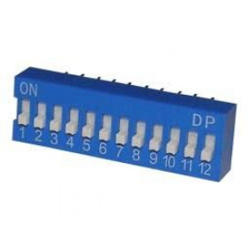 Dip Switch 12 Επαφών OFF-ON, 31.9x27.94mm, Βήμα 2.54mm για PCB DFT DS-12P
