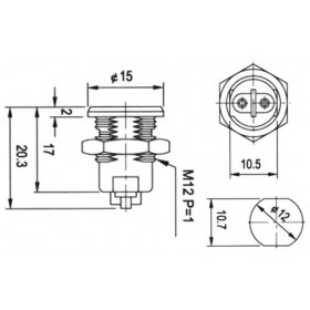 Διακόπτης με Κλειδί OFF-ON 90°, 2 Θέσεων 2 Pin SPST, 0.5A/250VAC, Φ12mm Ultimax NS1052