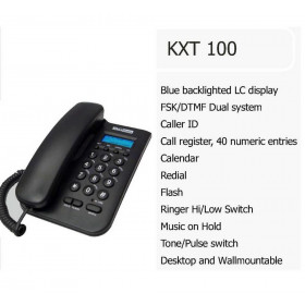 Maxcom KXT100 Ενσύρματο Τηλέφωνο Γραφείου με Κλείδωμα Πλήκτρων Μαύρο