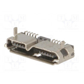 Βύσμα Micro USB 3.0 10 Pin Θηλυκό Οριζόντιο για PCB SMD Adam Tech MCR-B3-RA-SMT-15-T/R