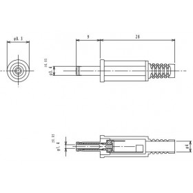 Βύσμα DC 6.5x4.1x9.5x1mm 2A Θηλυκό με Pin Καλωδίου Κολλητό Lumberg 1636 06