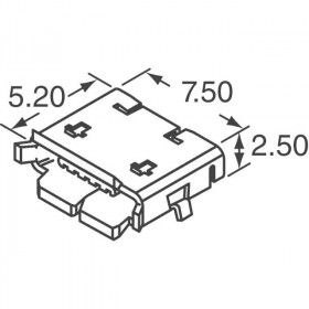 Βύσμα Micro USB 2.0 5 Pin Θηλυκό Οριζόντιο για PCB SMD Molex 47589-0001