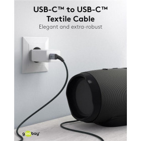 Goobay Καλώδιο Ταχείας Φόρτισης USB-C σε USB-C 60W Υφασμάτινο με Μεταλλικά Βύσματα 1m Γκρι 49302