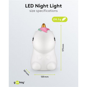 Φωτάκι Νυκτός Μονόκερος Επαναφορτιζόμενο LED με Φως Θερμό Λευκό & 7 Χρώματα Goobay 61649