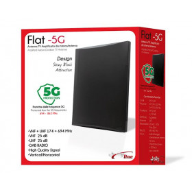 JollyLine Digital Flat-5G Εσωτερική Κεραία TV με Ενισχυτή 25dB και Φίλτρο 5G Μαύρη JL45030/5G
