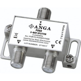 Anga PS02 Διακλαδωτής TV & SAT 2 Eξόδων 5-2400MHz με Power Pass