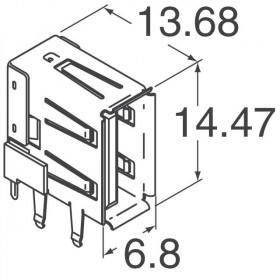 Βύσμα USB 2.0 Type A Θηλυκό 4 Pin Πλάγιο Γωνιακό 90° για PCB Molex 673298000