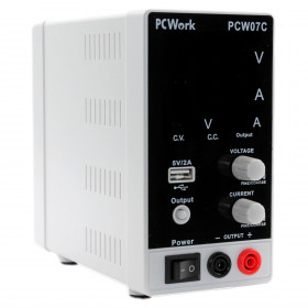 PCWork PCW07C Τροφοδοτικό Εργαστηρίου 1 Καναλιού Switching 0÷30VDC 0÷5A με Θύρα USB 17.4x15.5x7.9cm