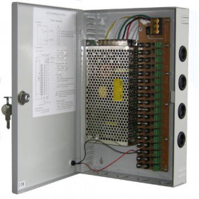 Τροφοδοτικό Switching 12VDC 10A για Συστήματα Ασφαλείας με 18 Εξόδους 310x203x52mm Anga CP1209-10A-18