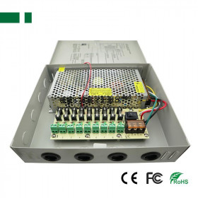 Τροφοδοτικό Switching 12VDC 10A για Συστήματα Ασφαλείας με 9 Εξόδους 233x206x52mm Anga CP1209-10A-9