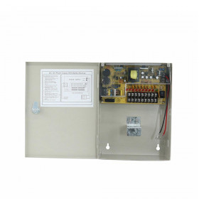 Τροφοδοτικό Switching 12VDC 15A για Συστήματα Ασφαλείας με 9 Εξόδους & Λειτουργία UPS 310x203x52mm Anga CP1209-15A-9-B