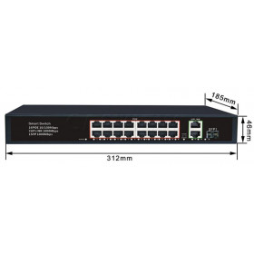 Anga CPE-6162BE 16PoE+2+SFP Port Ethernet Switch 10/100Mbps έως 250m 250W Max. 312x185x46mm