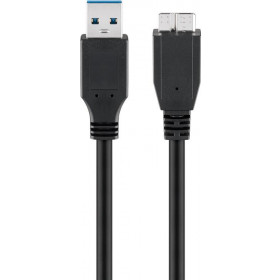 Καλώδιο USB 3.0 Type A Αρσενικό σε Micro USB 3.0 Αρσενικό 0.5m Μαύρο Goobay 95734