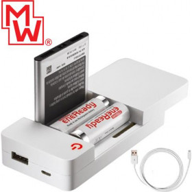 Minwa MW-I316 Universal Φoρτιστής USB Li-Ion για Ψηφιακές Φωτογραφικές Μηχανές & 2 Μπαταρίες Ni-MΗ/Ni-Cd