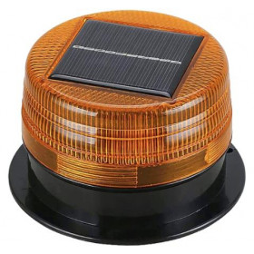 Ηλιακός Φάρος LED Πορτοκαλί Strobe Εφέ με Διακόπτη Φ95x65mm HTL-9565Y-F
