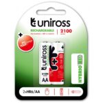 Uniross Hybrio Επαναφορτιζόμενες Μπαταρίες AA 1.2V 2100mAh Ni-MH 2τμχ