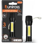 Επαναφορτιζόμενος Φακός Χειρός LED 80lm Δέσμη 35m IP44 με Micro USB, 2 Λειτουργίες Φωτισμού & Λειτουργία Φαναριού Φ25x99mm Uniross ULFL013 - Image 5