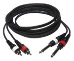 Καλώδιο 2x 6.3mm Mono Αρσενικά σε 2x RCA Αρσενικά 3m Μαύρο Hilec CL-23/3