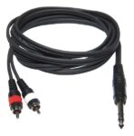 Καλώδιο 6.3mm Stereo Αρσενικό σε 2x RCA Αρσενικά 3m Μαύρο Hilec CL-35/3