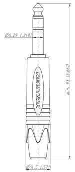 Βύσμα 6.3mm Stereo Αρσενικό Μεταλλικό Επίχρυσο Καλωδίου Μαύρο Neutrik NP3X-B - Image 3