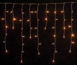 Χριστουγεννιάτικα Λαμπάκια Βροχή 144 LED 300x70cm Amber IP44 Επεκτάσιμο με Διαφανές Καλώδιο 3m 62302