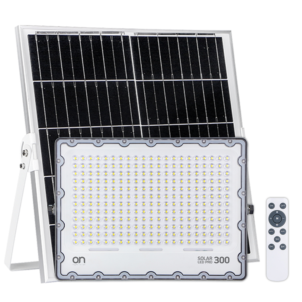 763184-o1.jpg ON Solar LED PRO 300 Ηλιακός Προβολέας LED Ισχύος 200W Αλουμινίου IP65 3700lm με Τηλεχειριστήριο, Φυσικό Λευκό 4000Κ, Λευκός 23.8757.30 - Image 1