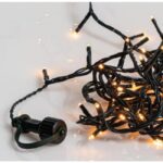 Χριστουγεννιάτικα Λαμπάκια 100 LED 5m Amber IP44 Επεκτάσιμο με Πράσινο Καλώδιο 3m, Σταθερά 80302
